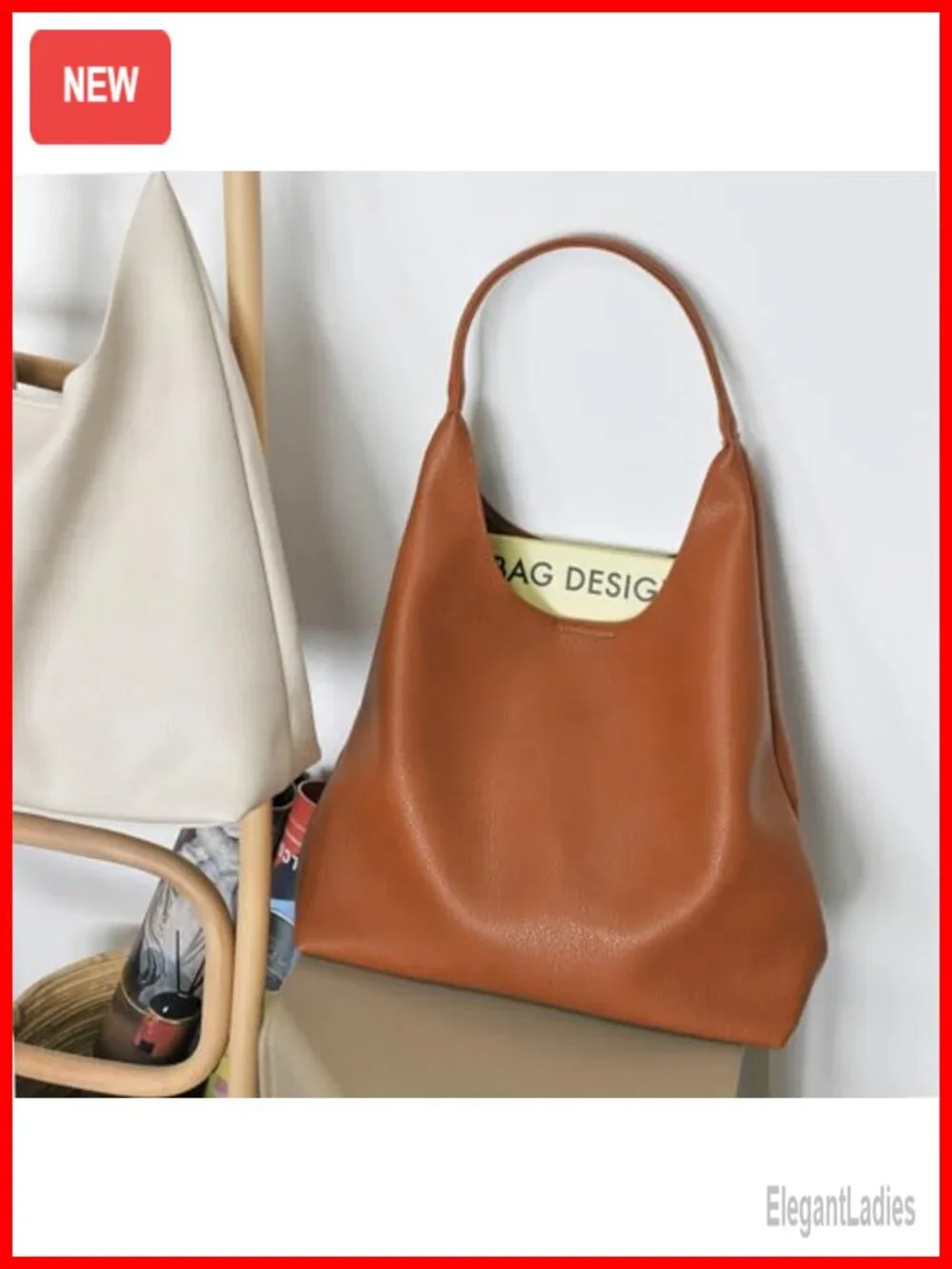 Women's Soft Vegan Leather Slouchy Hobo Shoulder Tote Purse